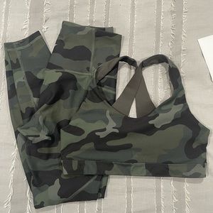 camo legging and bra workout set
